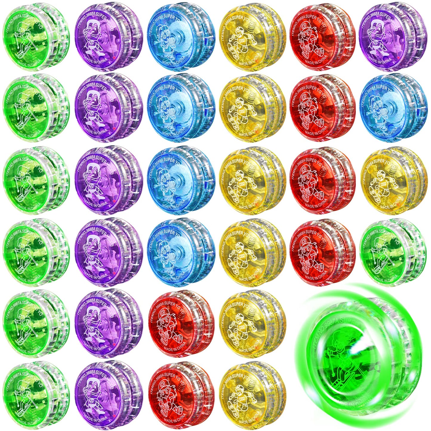 YOFOBU 32 LED Light Up Responsive Ball Beginner Level LED YoYo Ball Plastic Auto Return Bearing Toys for Birthday Party Favors,Classroom Rewards