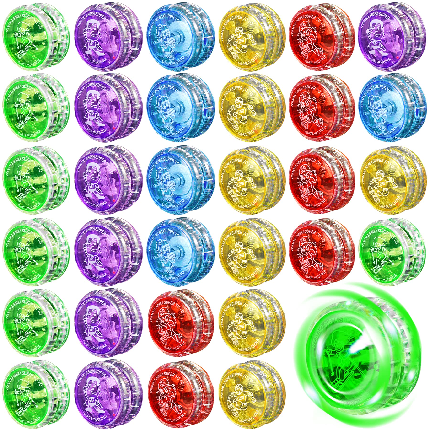 YOFOBU 32 LED Light Up Responsive Ball Beginner Level LED YoYo Ball Plastic Auto Return Bearing Toys for Birthday Party Favors,Classroom Rewards
