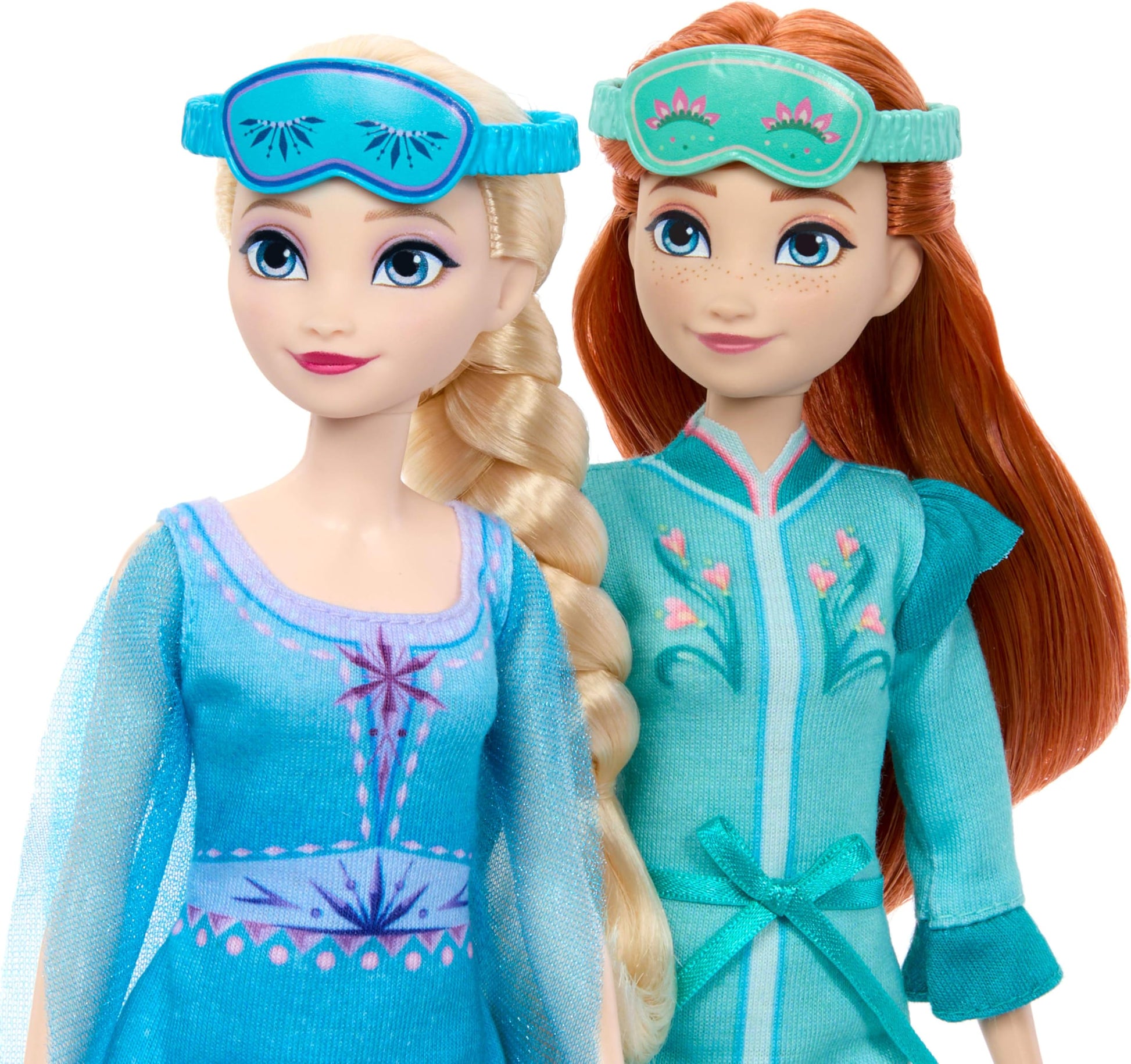 Mattel Disney Frozen Toys, Anna & Elsa Fashion Dolls in Royal Fitting Nightgowns & Slippers with Olaf Figure & 12 Accessories, Slumber Sister Set