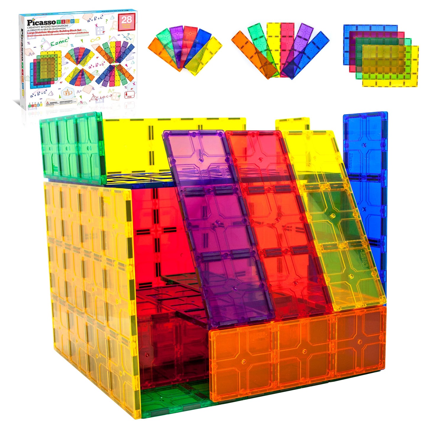 PicassoTiles Large Stabilizer Building Block Base Magnetic Building Block Tiles Jumbo XL Plate Foundation Kit Magnet Tile Stacking STEM Toy Set