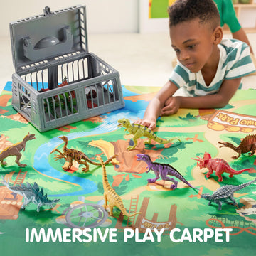 JOYIN Dinosaur Toys for Kids 3-5, 17 PCS Realistic Dinosaur Figures with Activity Play Mat & Storage Cage, Ideal Kids Toys for 3 Year Old Boys