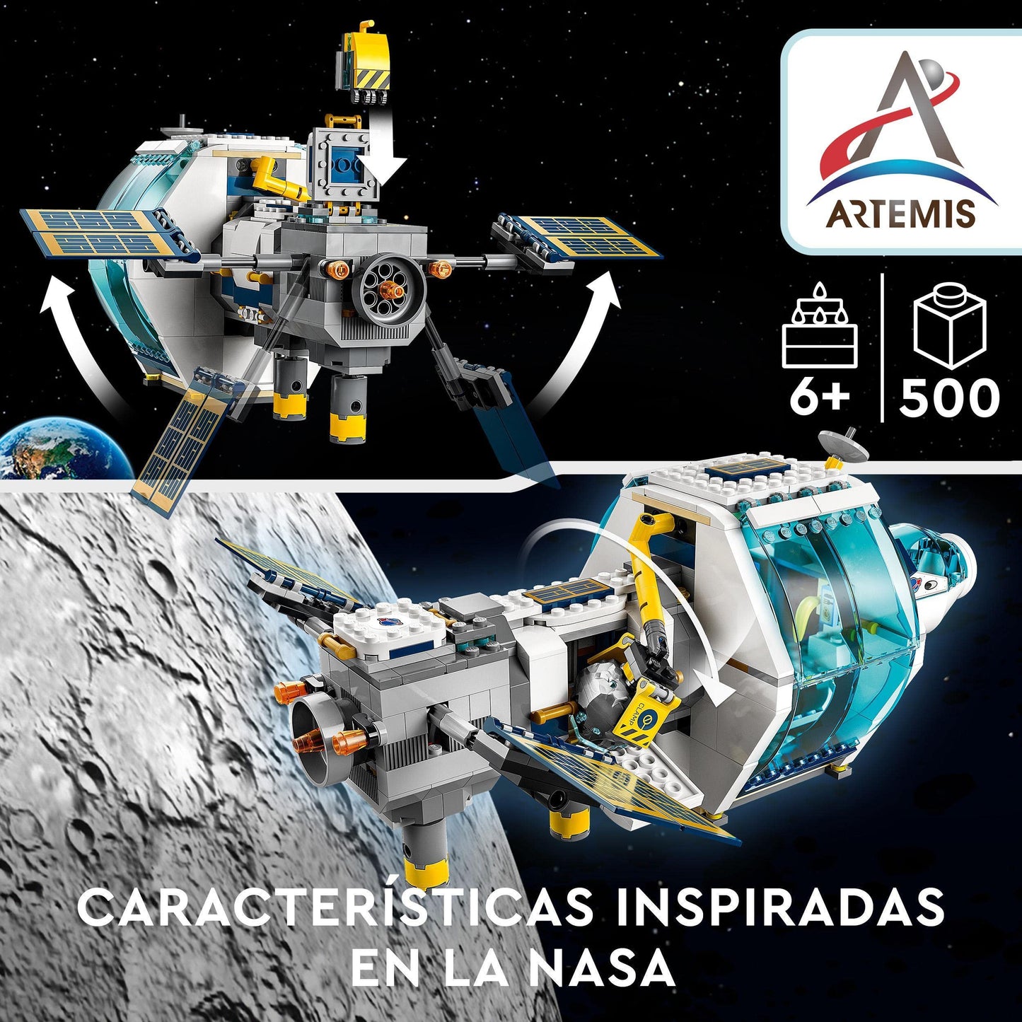 Lego City Lunar Space Station, 60349 NASA Inspired Building Toy, Model Set with Docking Capsule, Labs and 5 Astronaut Minifigures