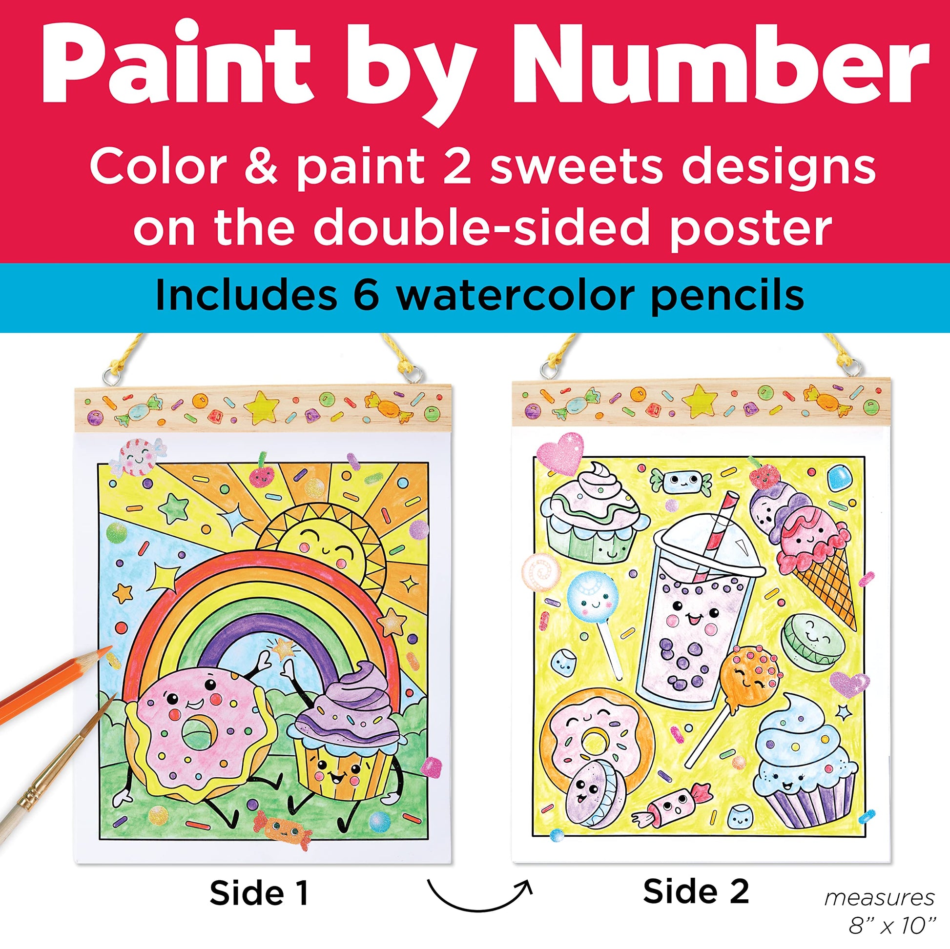 Faber-Castell Paint by Number Sweets - Kids Watercolor Paint by Number Craft (Ages 6+)