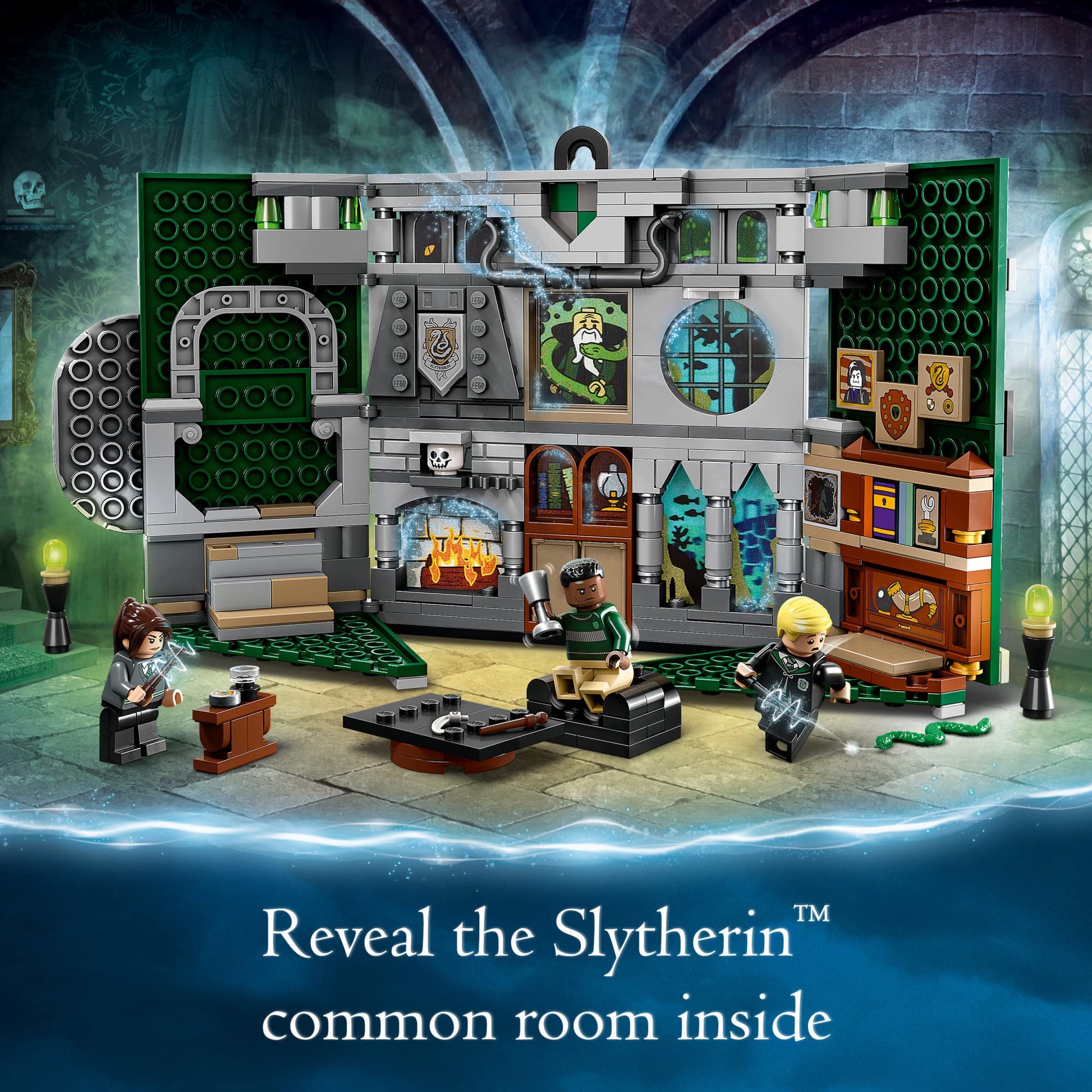 LEGO Harry Potter Slytherin House Banner Building Set 76410 - Hogwarts Castle Common Room Toy or Wall Display, Collectible Harry Potter Gift Idea for