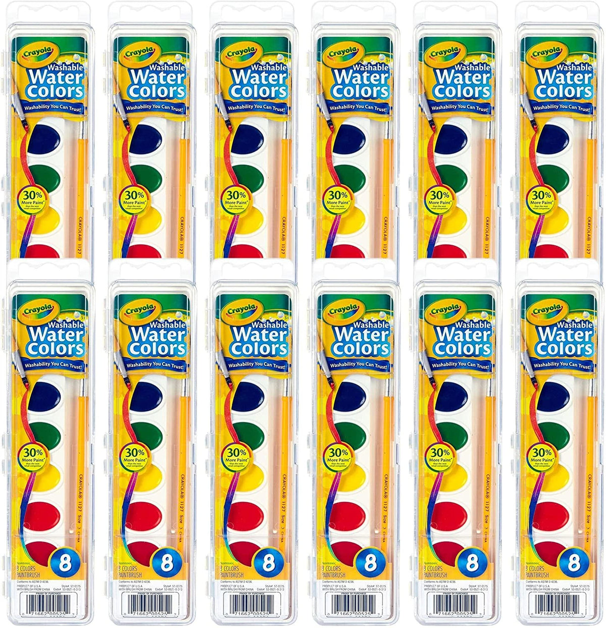 Crayola Washable Watercolor Paint Sets, Bulk Art Supplies for Teacher 12ct