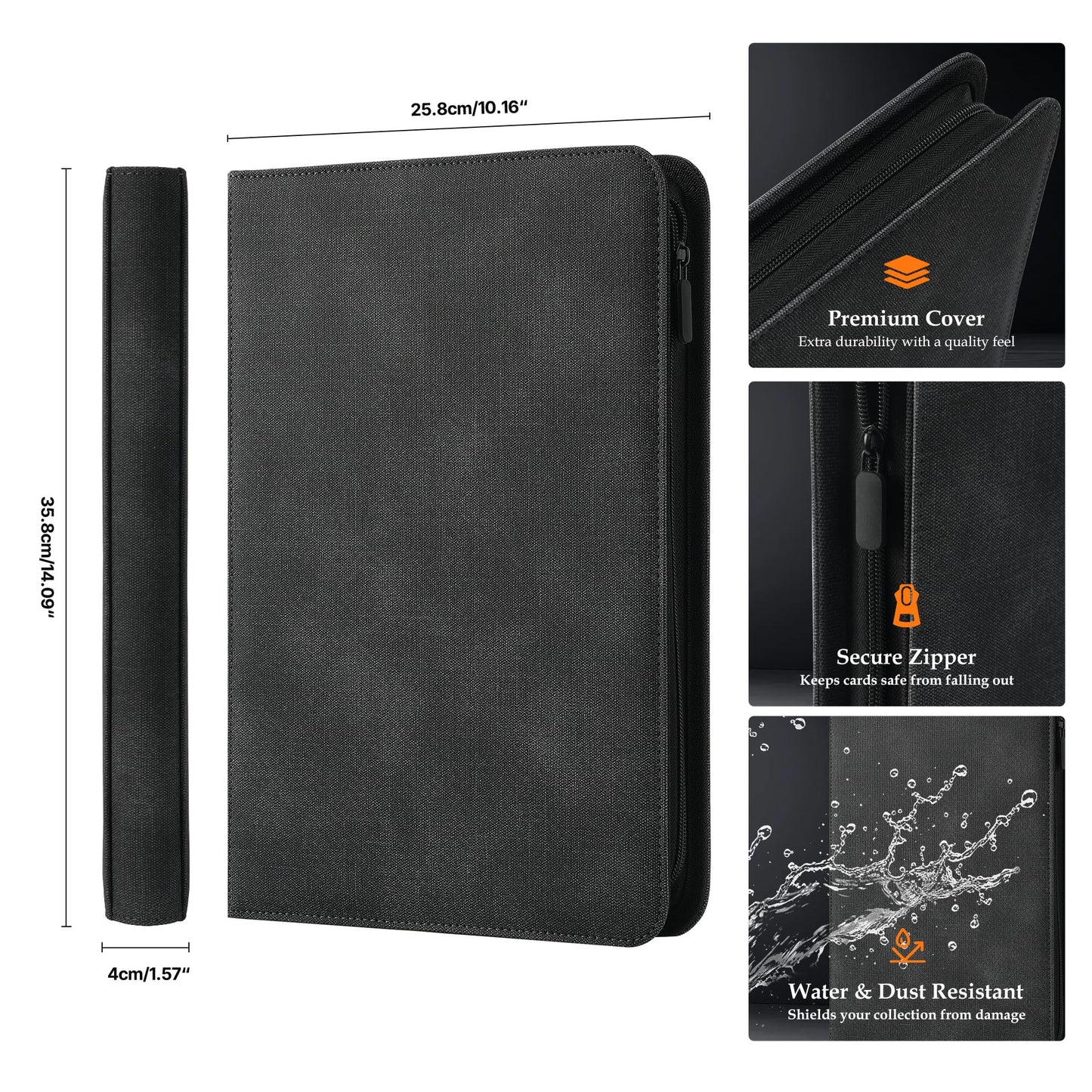Coolbyl Card Binder 9 Pocket - Premium Card Collection Binder for 360 Cards, Durable Side-Loading Card Album with Zipper, Perfect for TCG, MTG, and