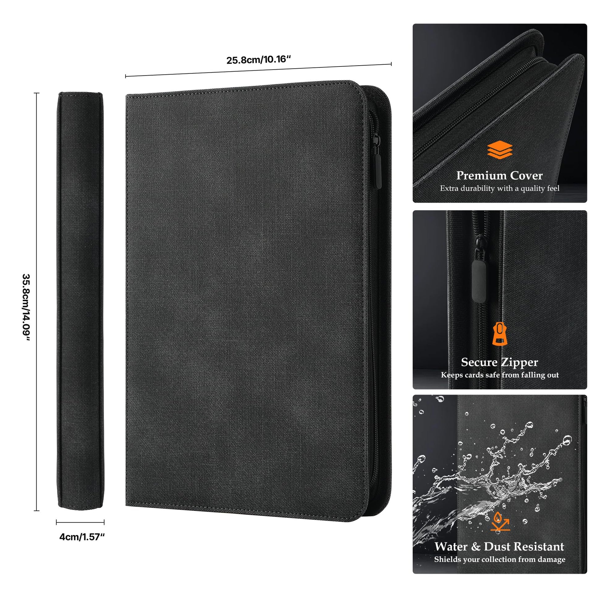 Coolbyl Card Binder 9 Pocket - Premium Card Collection Binder for 360 Cards, Durable Side-Loading Card Album with Zipper, Perfect for TCG, MTG, and