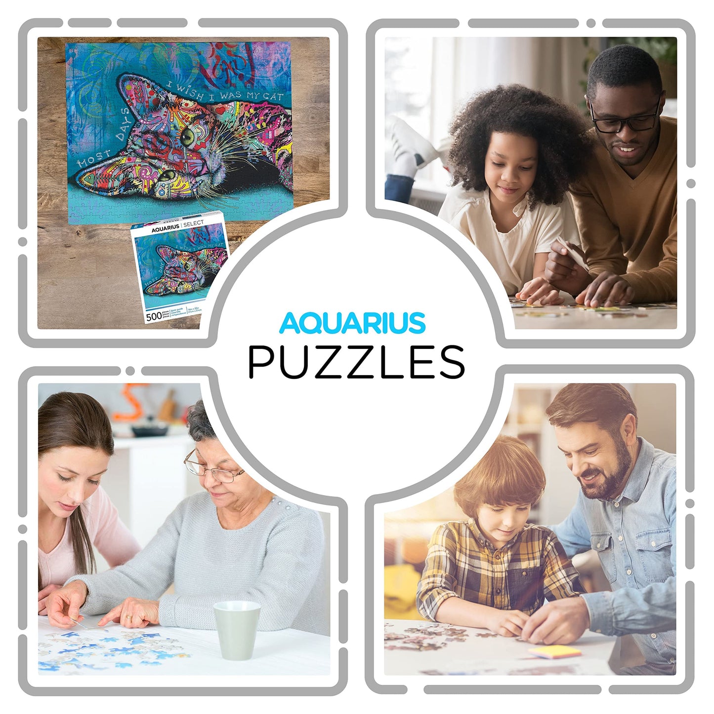 AQUARIUS Dean Russo Cat Puzzle (500 Piece Jigsaw Puzzle) - Glare Free - Precision Fit - Officially Licensed Dean Russo Merchandise & Collectibles - 16
