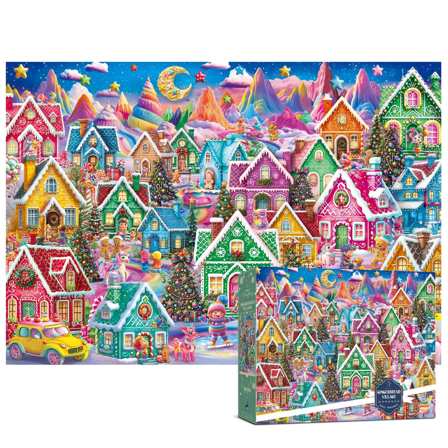 Antelope Puzzle Christmas Jigsaw Puzzle 1000 Pieces for Adults - Gingerbread Village Holiday Winter Scene, Relaxing Festive Puzzle Gift for Adults