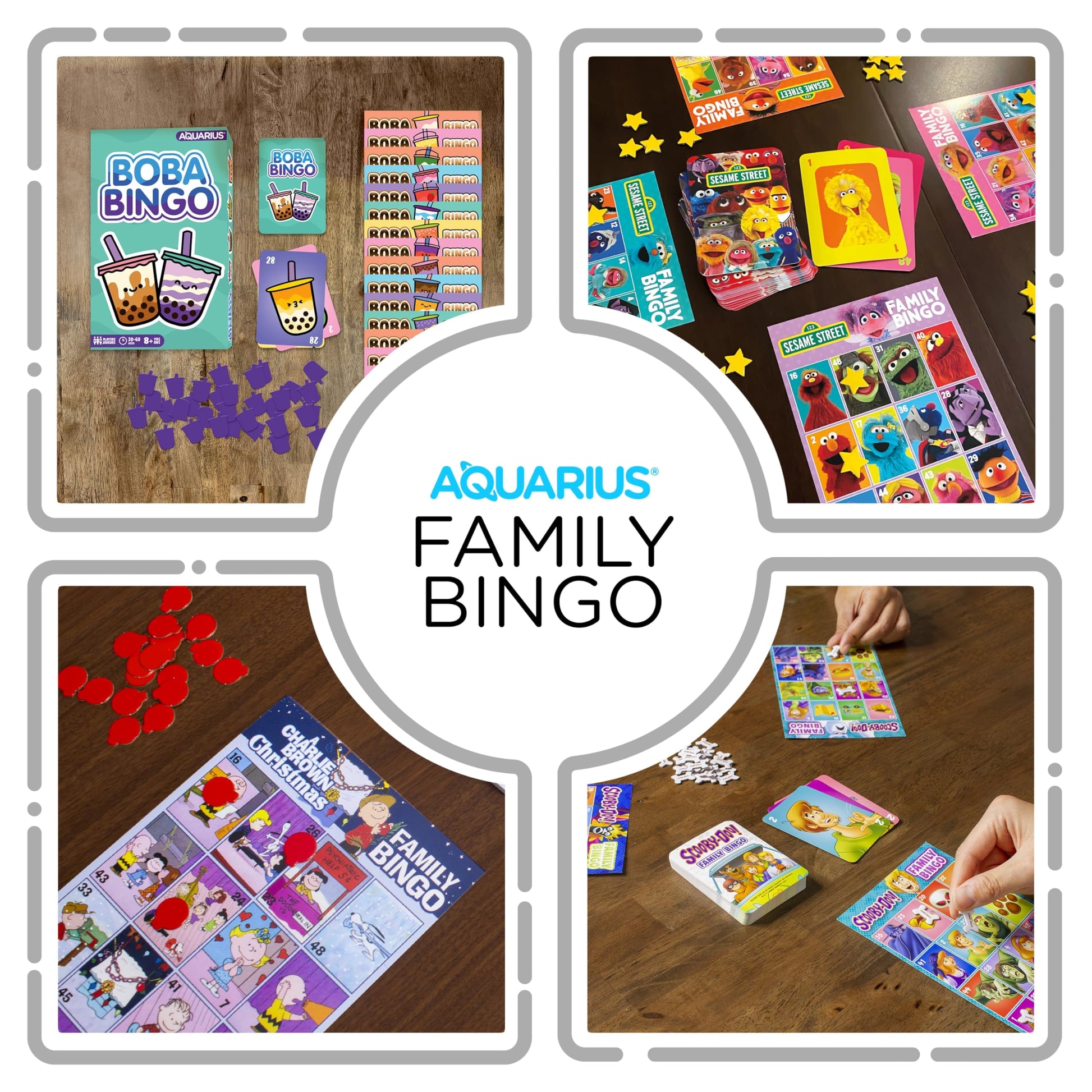 Aquarius Boba Bingo Game, Family Bingo Set for Kids, Teens & Adults, 2-18 Players, Ages 8+, 30-60 Min, Bubble Tea Lover Gift Ready Classroom Game Set
