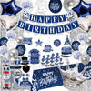 Birthday Decorations Men Blue - (Total 89pcs) blue party Banner, Pennant, Hanging Swirl, Foil Backdrops, balloons, Tablecloths, cupcake Topper