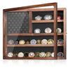 MOCAS Challenge Coin Display Case, Lockable Military Coin Holder Cabinet with Removable Star Board & HD Tempered Glass Door, Solid Wood Wall Mount