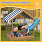 Outsunny Wooden Sandbox with Canopy for 3-7 Years Old 49"x46"x57.5" Brown