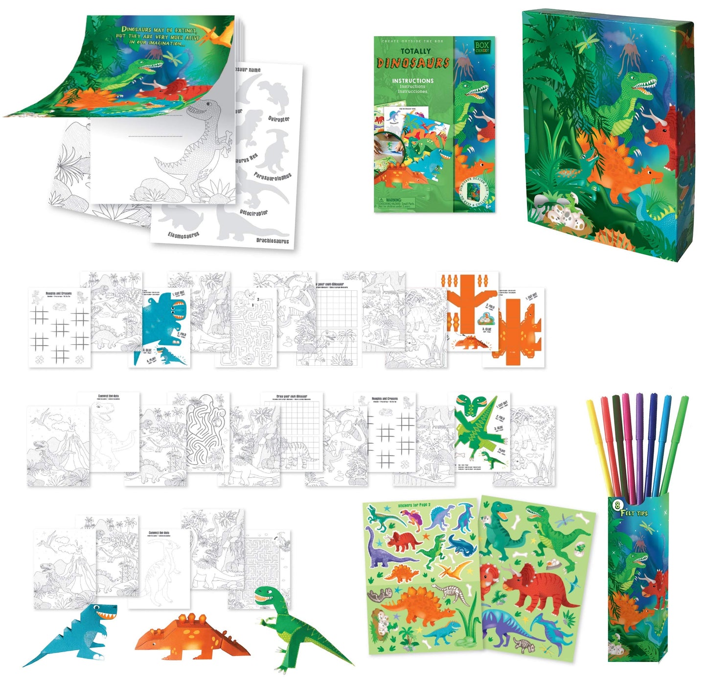 BOX CANDIY Totally Dinosaurs Dino-Tastic Activity Set with 30 Activities in Keepsake Box