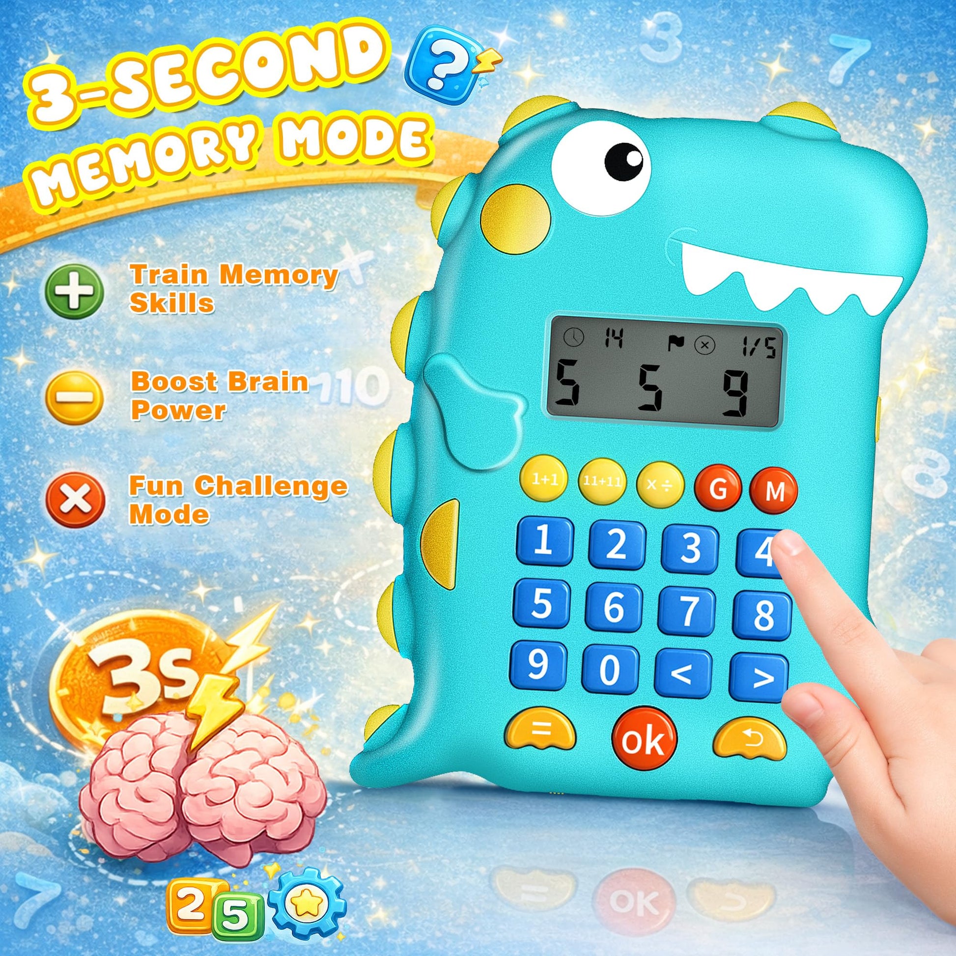 Math Games for Kids Ages 5-12, Portable Kids Calculator Toy, Addition Subtraction Multiplication Division Practice, 4 Logic Modes, 100,000 Questions