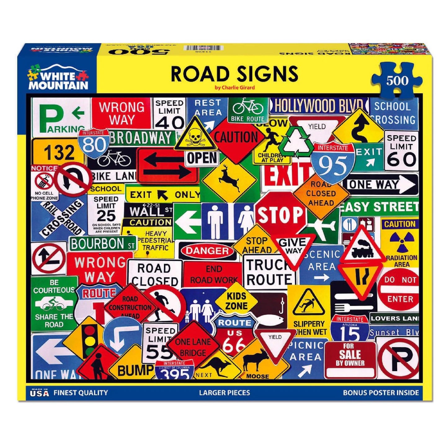 White Mountain Puzzles Road Signs - 500 Piece Jigsaw Puzzle