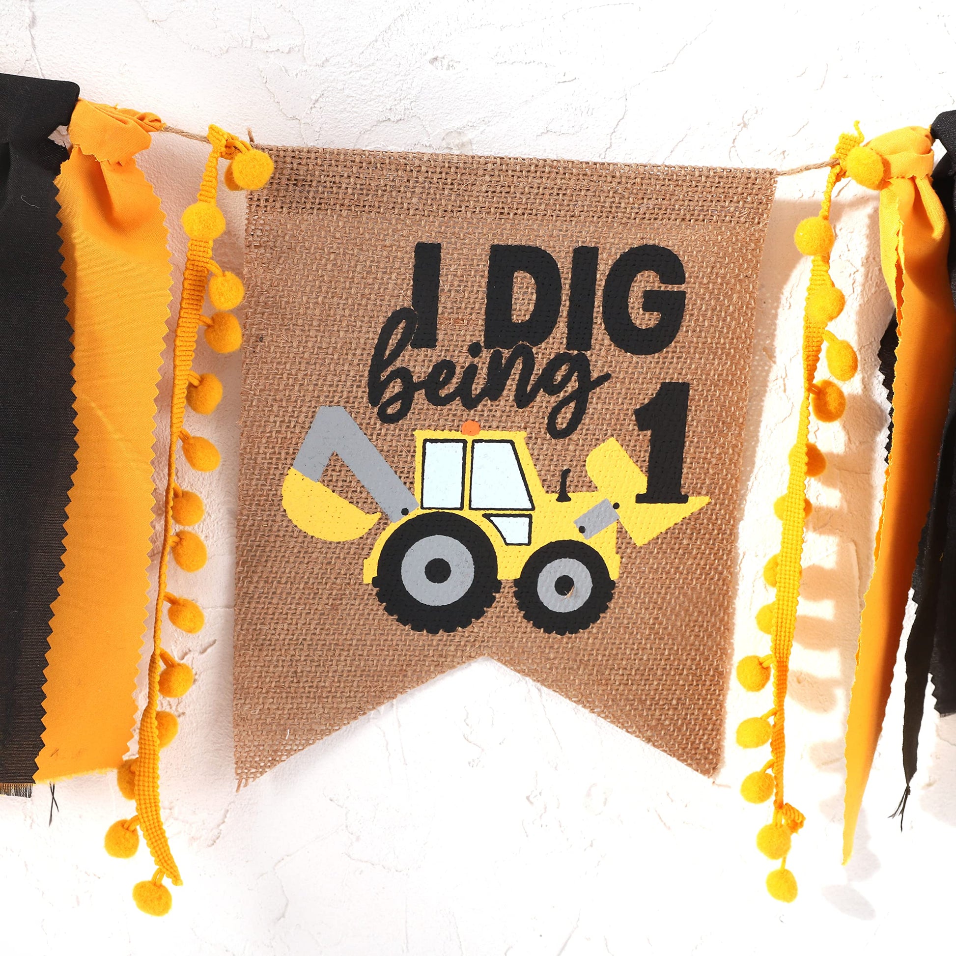 I Love Making High Chair Banner - Construction 1st Birthday Decorations, Construction One Highchair