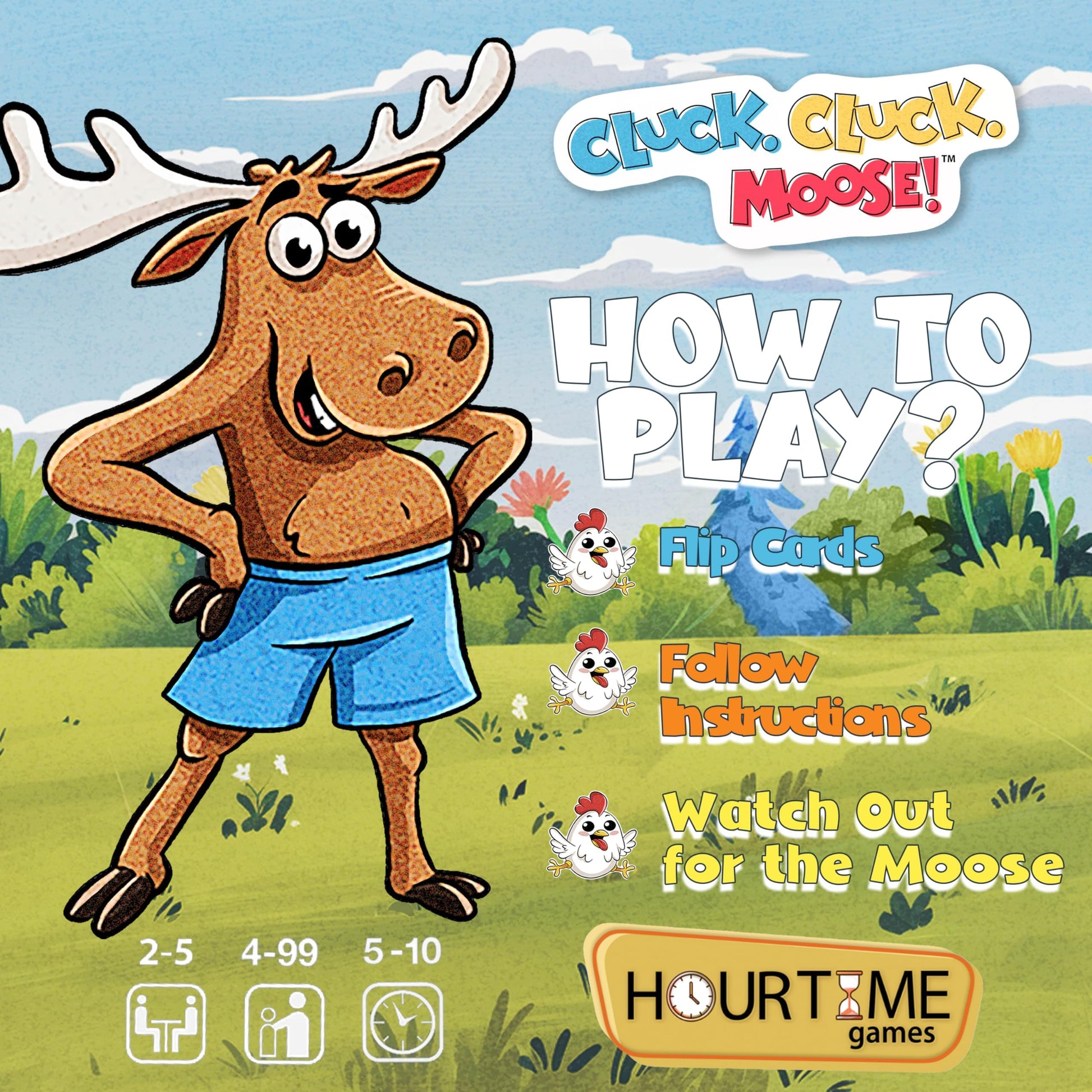 Hour Time Games Cluck Cluck Moose - Hilarious Animal-Themed Card Game for a Fun Family Game Night, Family Games for Kids & Families, Reunion Gift