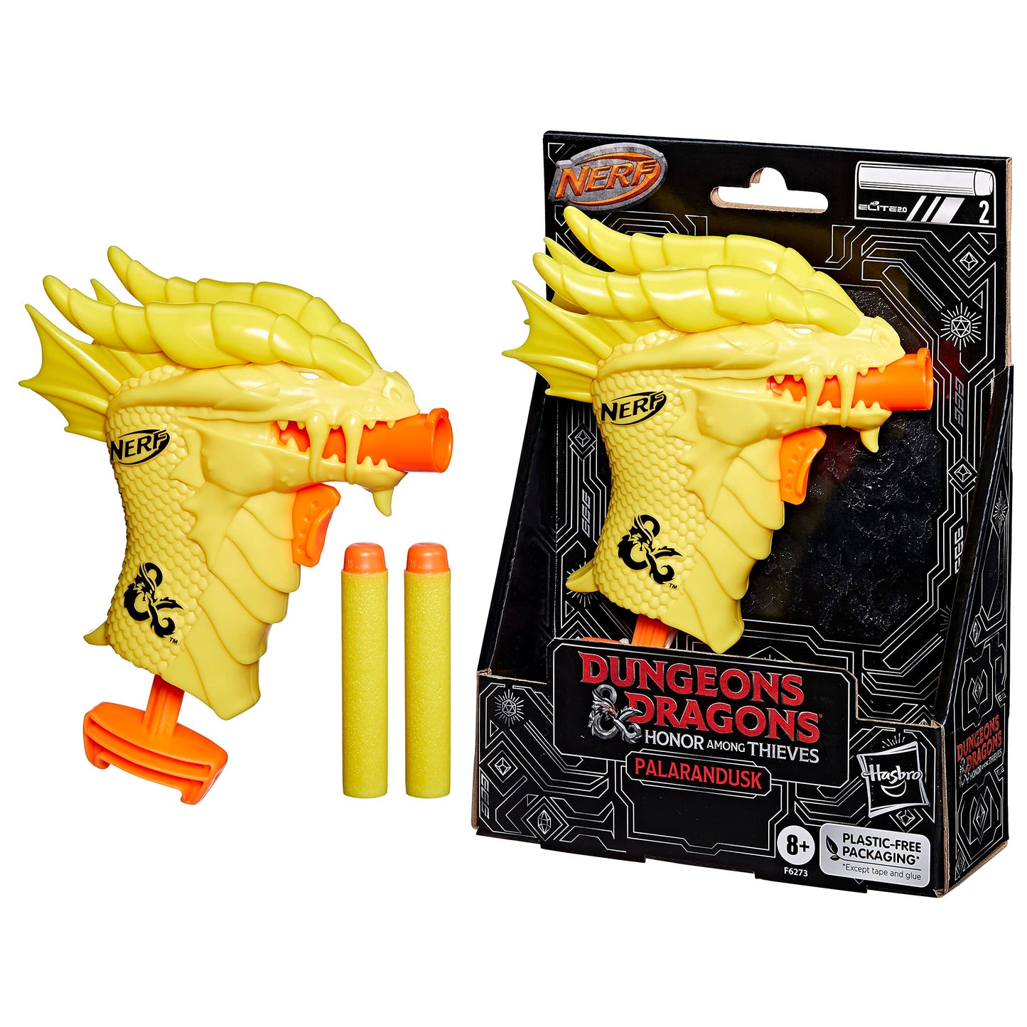 Nerf MicroShots Dungeons & Dragons Palarandusk Blaster and 2 Nerf Elite 2.0 Darts, D&D Toys