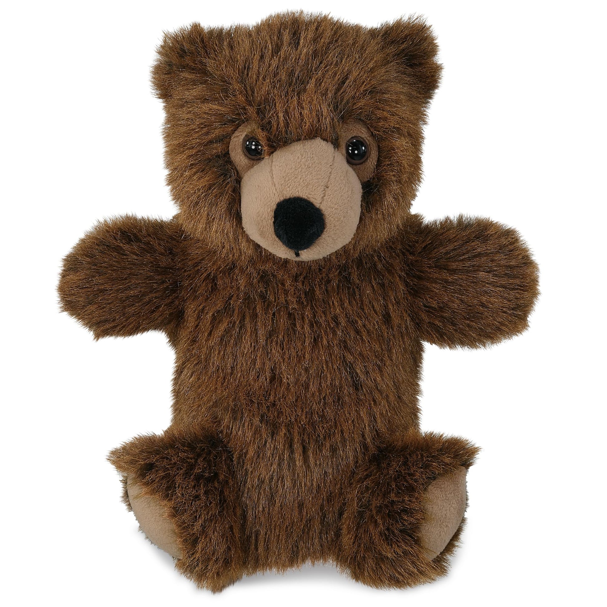 DolliBu Brown Bear Plush Hand Puppet - Super Soft Stuffed Animal Brown Bear Puppet Toy for Kids, Educational Cute Plush Puppets for Teaching, Games