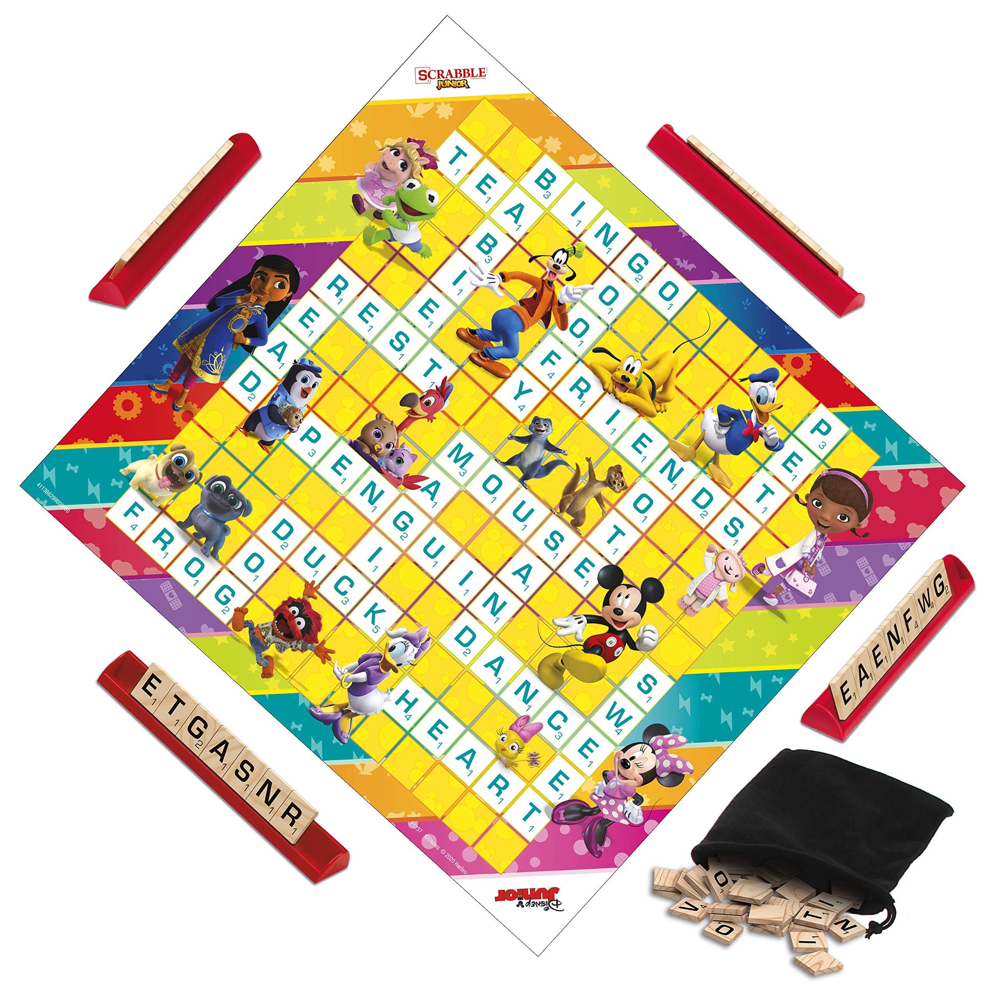 Hasbro Gaming Scrabble Junior: Disney Junior Edition Board Game for Kids | Double -Sided Game Board | Matching Word Game | Back to School Gifts | Ages