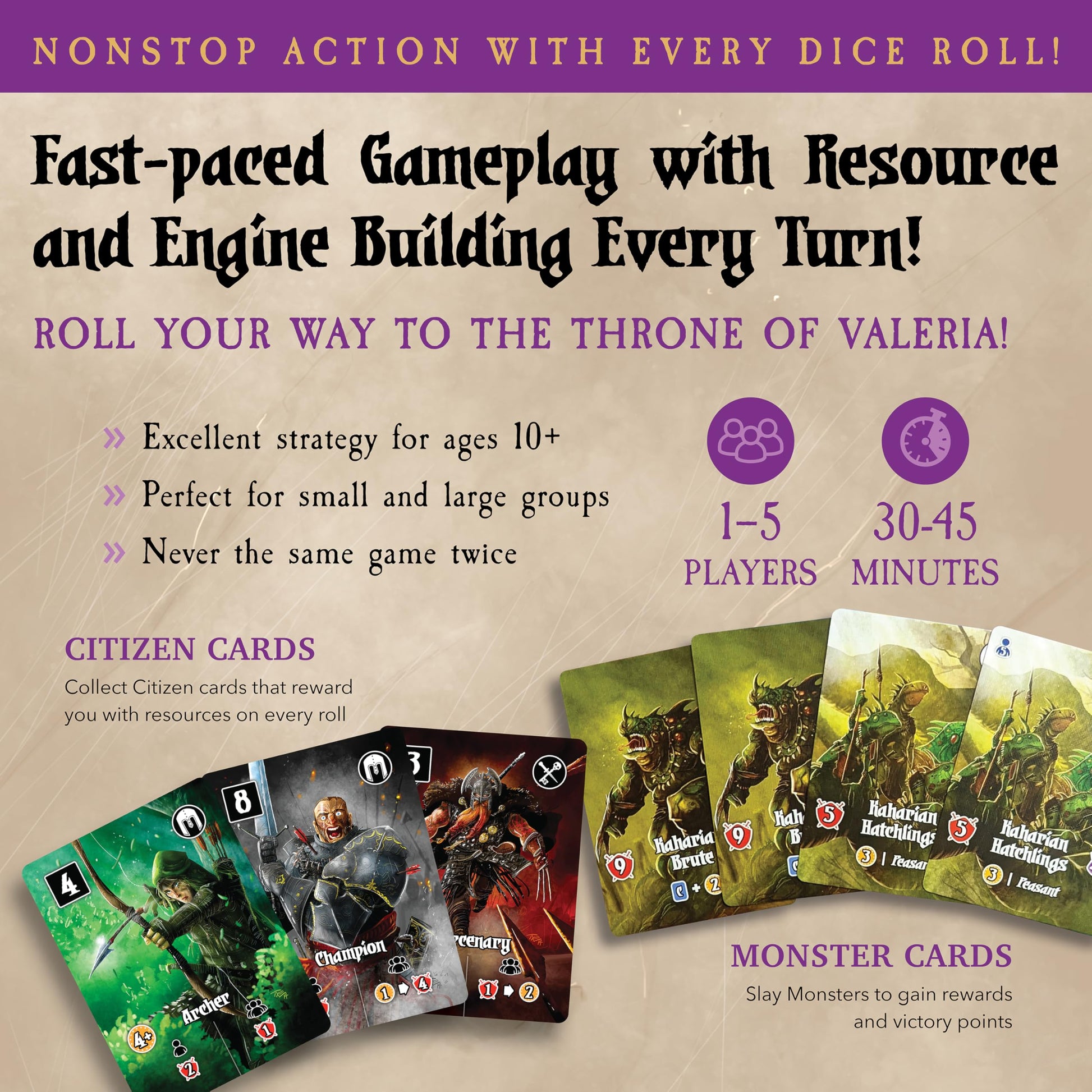 Valeria Card Kingdoms Board Game - Strategy & Dice Rolling with Resource Management - Fun for Teenagers, Adults, Family Game Night - Ages 10+, 1-5
