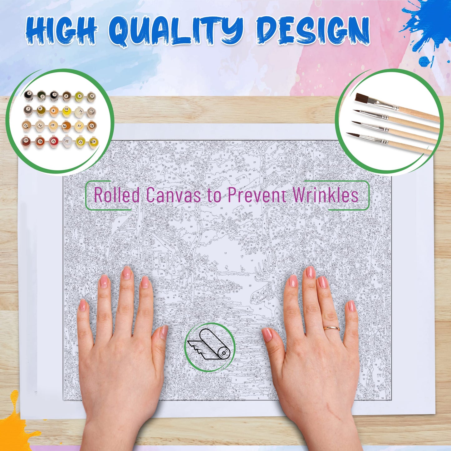 Ledgebay DIY Paint by Numbers Kit for Adults Unframed Canvas: Beginner to Advanced Paint by Numbers Kit Kits Include Acrylic Paint set 4 Brushes