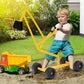 HONEY JOY Ride on Sand Digger, Metal Sit on Crane Sandbox Digger Toy with Seat & Handle, Toddlers Excavator Ride on Toy for Backyard, 4 Wheeler Kids
