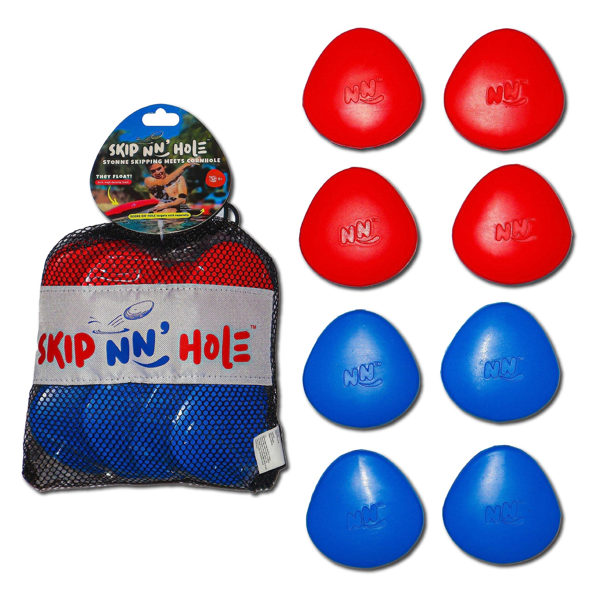 Skip NN' 8X Skipping Stonnes Targets NOT Included | Pool Toys Hole Skipping Stones Meets Cornhole Game Mode | Fun for The Pool, Lake, Beach| (Qty 8X