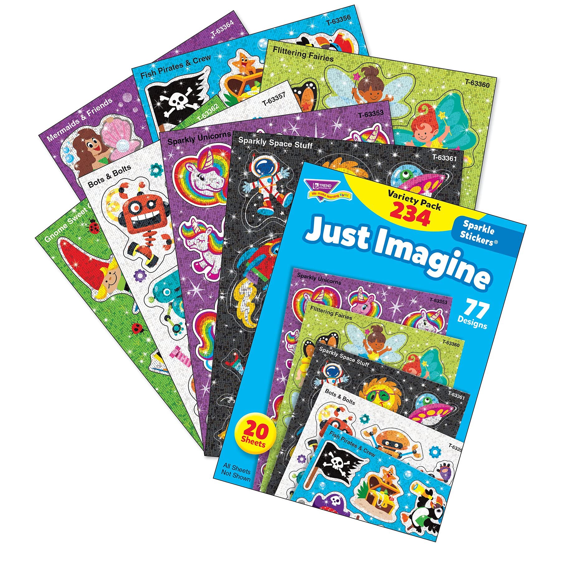 Just Imagine Sparkle Stickers Variety Pack by TREND Enterprises, Inc., 234 ct.