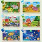 6 Packs Puzzles for Kids Ages 4-6,24Pcs Wooden Puzzles for Kids Ages 3-5,Dinosaur Animals Vehicle Space Farm Jigsaw Puzzles,Preschool Educational Toys