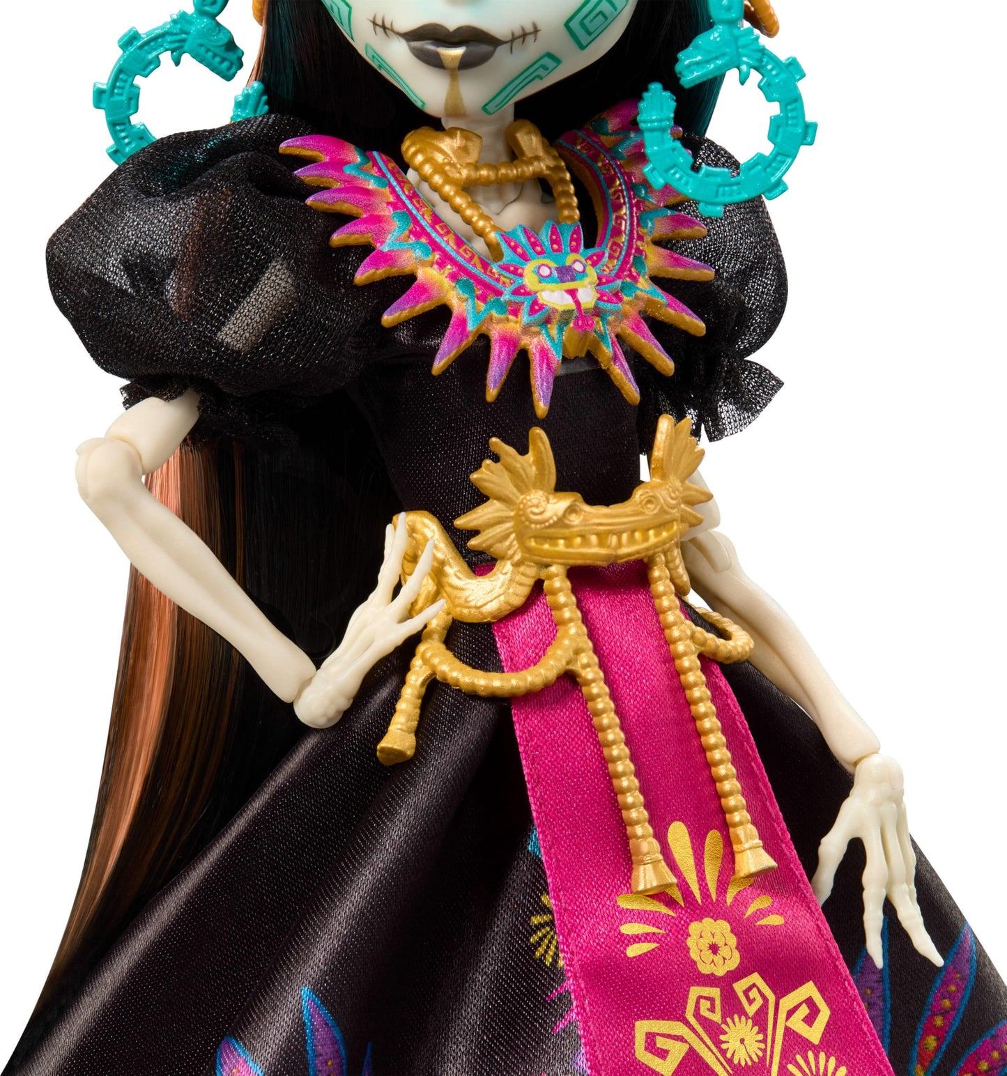 Monster High Doll, Skelita Calaveras Día de Muertos 2025 Collectible, Aztec-Inspired Gown with Vibrant Accessories Like Headdress and Necklace