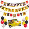 Pirese Wheels on the Bus Birthday Banner Kit, School Bus Party Decorations with Balloons, Yellow Bus Theme Decor for Kids Birthday Party