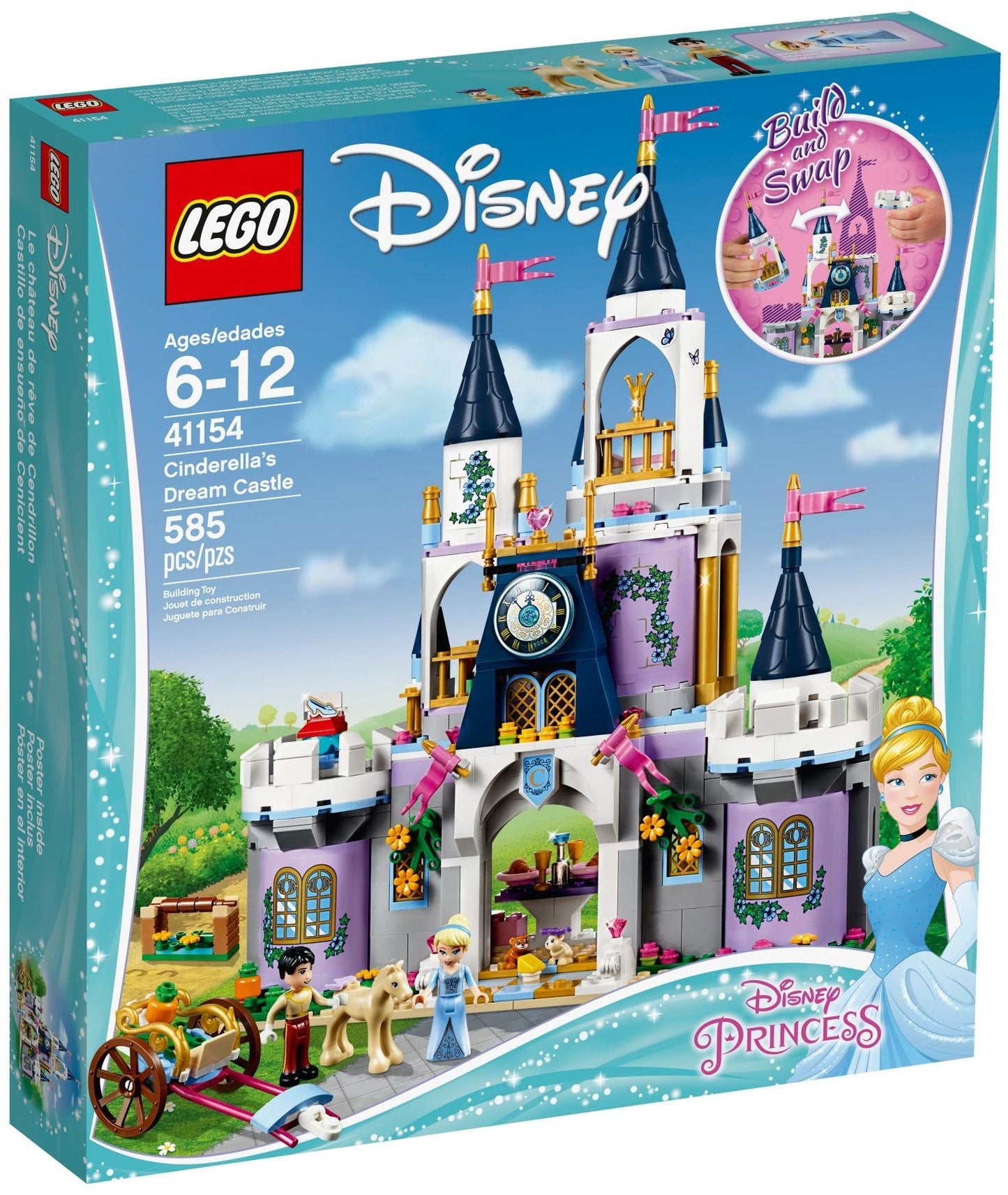 LEGO Disney Princess Cinderella's Dream Castle 41154 Popular Construction Toy for Kids (585 Pieces)