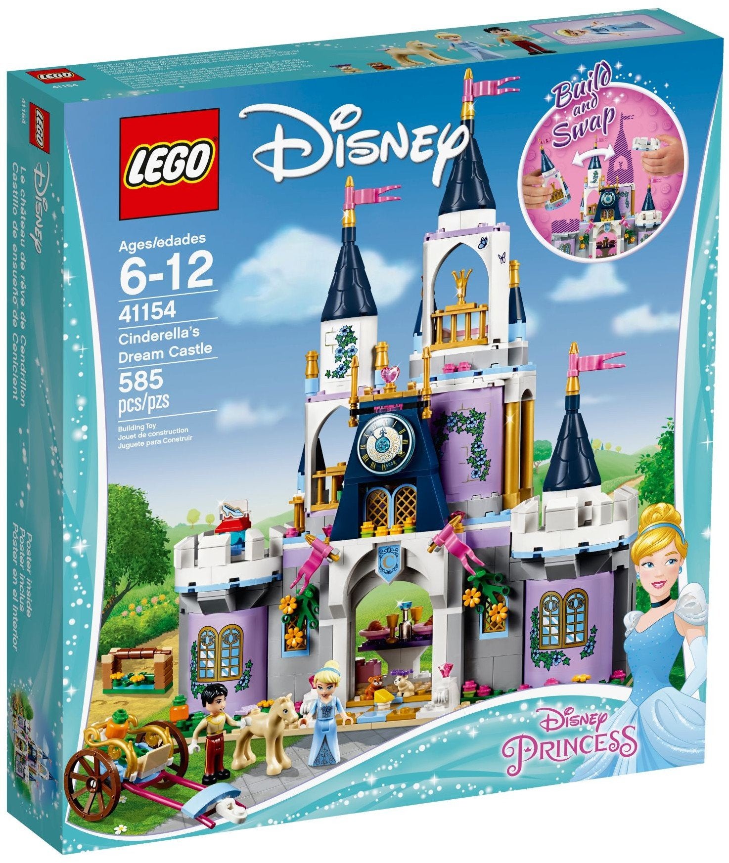 LEGO Disney Princess Cinderella's Dream Castle 41154 Popular Construction Toy for Kids (585 Pieces)