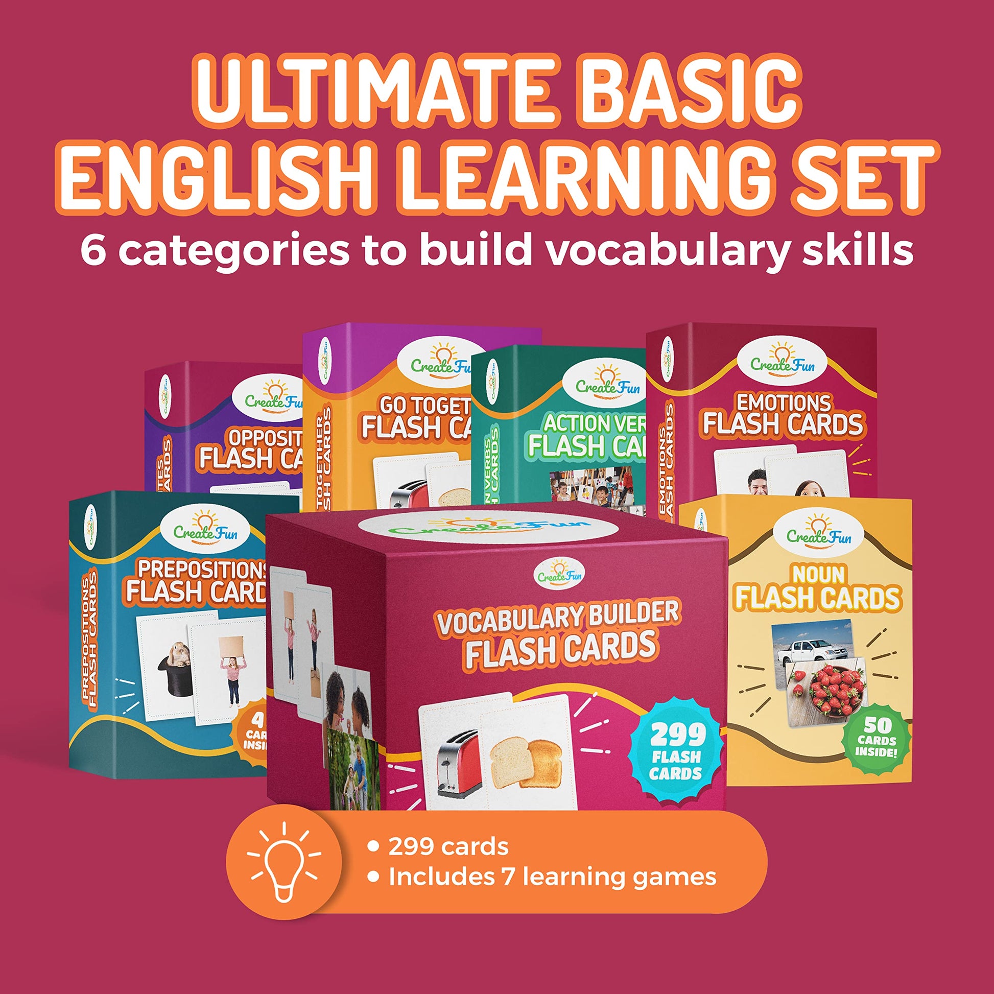 CreateFun 299 Vocabulary Builder Flash Cards Speech Therapy, Autism, ESL