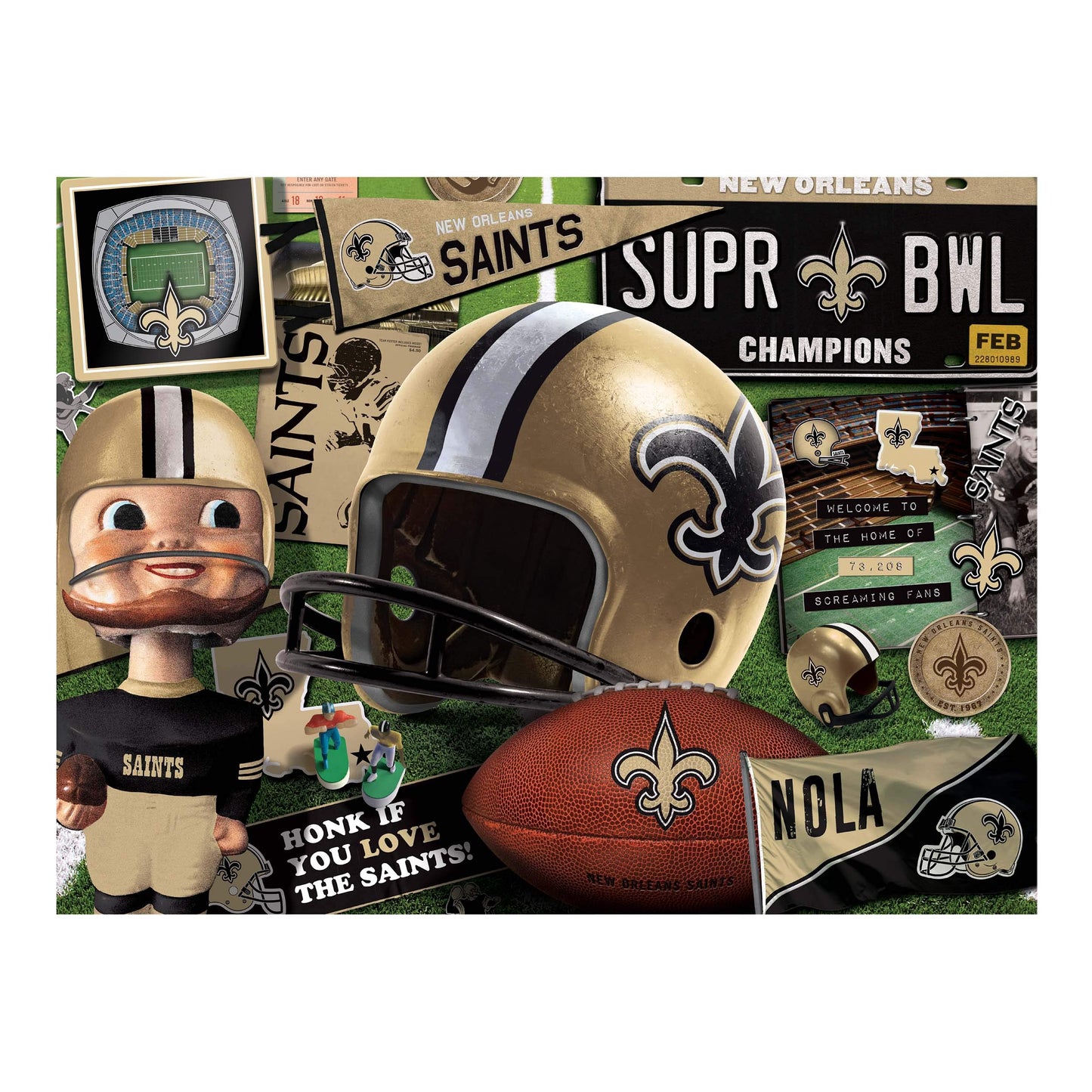 YouTheFan NFL New Orleans Saints Retro Series Puzzle - 500 Pieces, Team Colors, Large