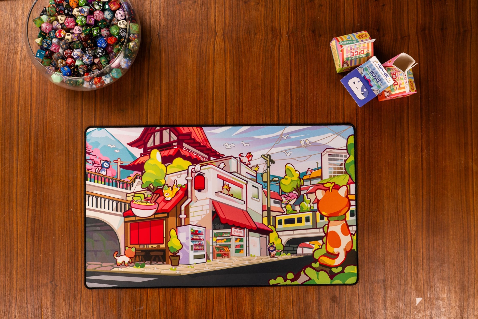1985 Games Milk Carton Cat Playmat - Premium Non-Slip Tabletop Gaming Mat for MTG, DND & Card Games