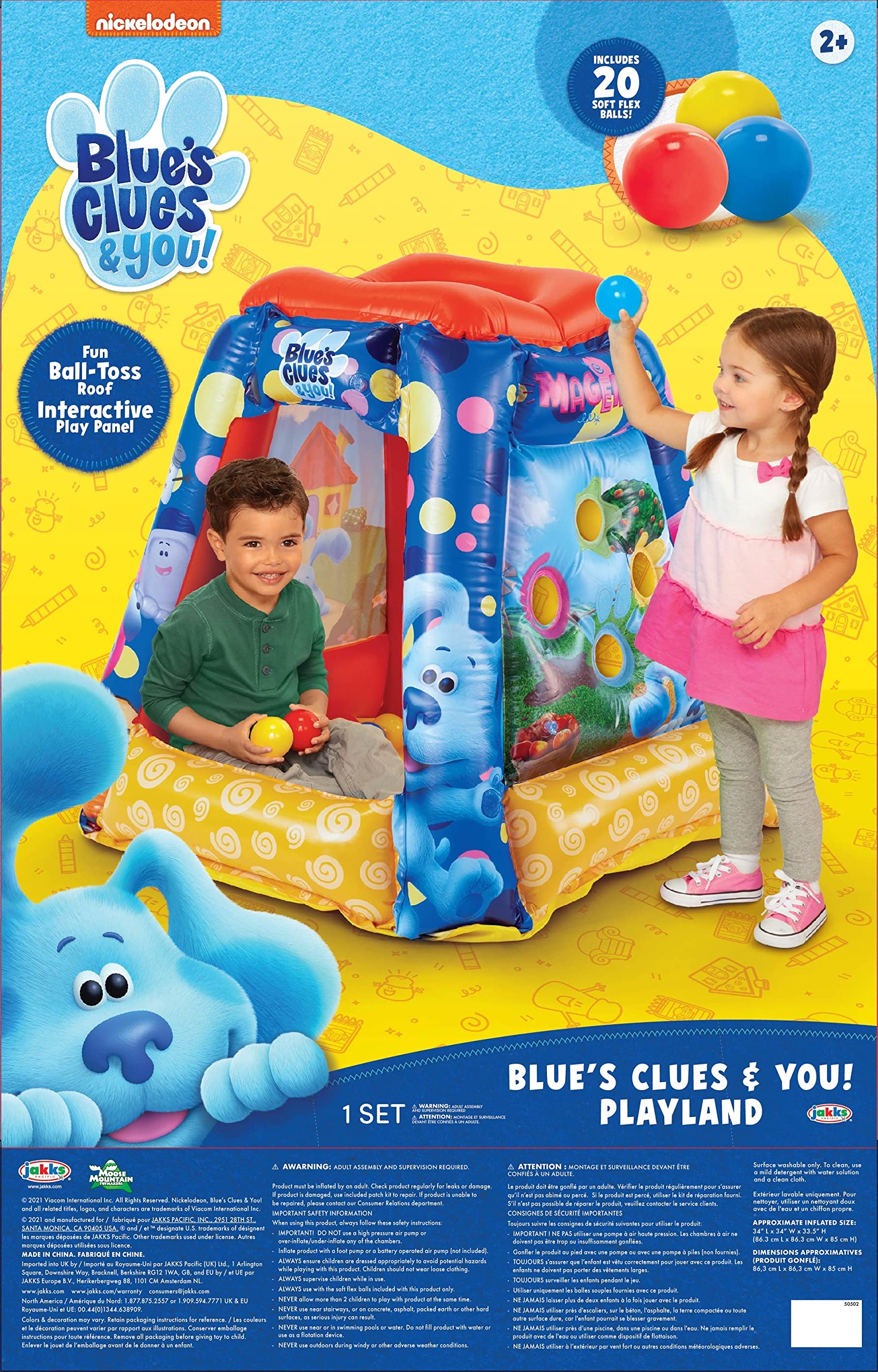 Blues Clues Blue's Clues & You! Ball Pit 20 Balls - Toddler Jungle Gym Playhouse Inflatable for Boys Girls Kids [Balls Included]