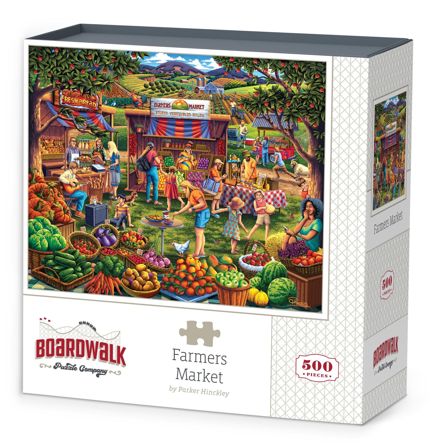 Boardwalk Farmers Market 500 Piece Jigsaw Puzzle Fun Summer Country Puzzles with Premium Box, Gift for Adults and Family 16"x20"