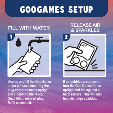 GooGames, Hand-Held Water Games with Floating Treasures, Sensory Fidget Game Adventures, Non-Toxic, No-Mess, Mesmerizing Glitter Fun, 3 Game Cards