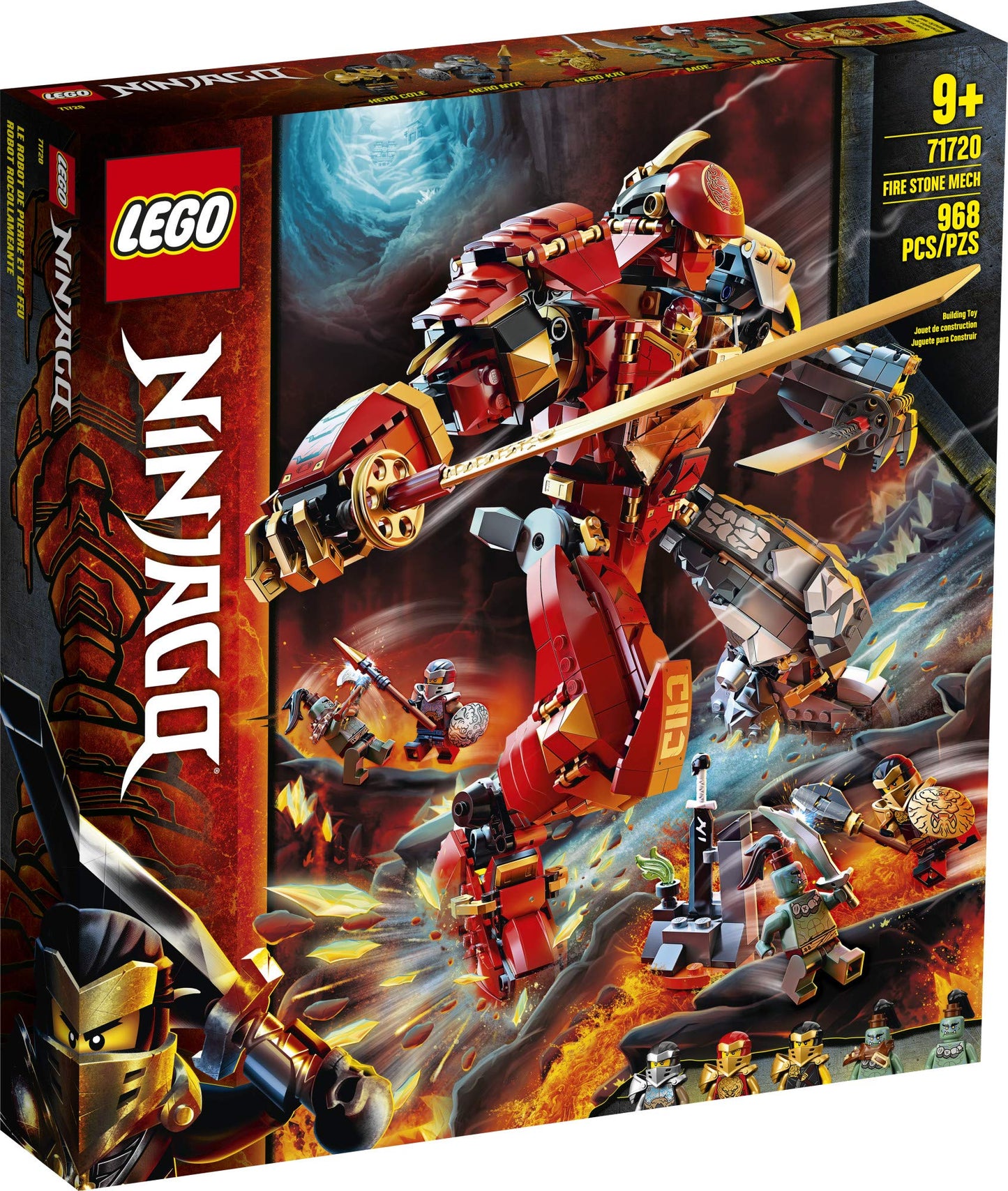 LEGO NINJAGO Fire Stone Mech 71720 Building Kit Featuring Ninja Mech (968 Pieces)