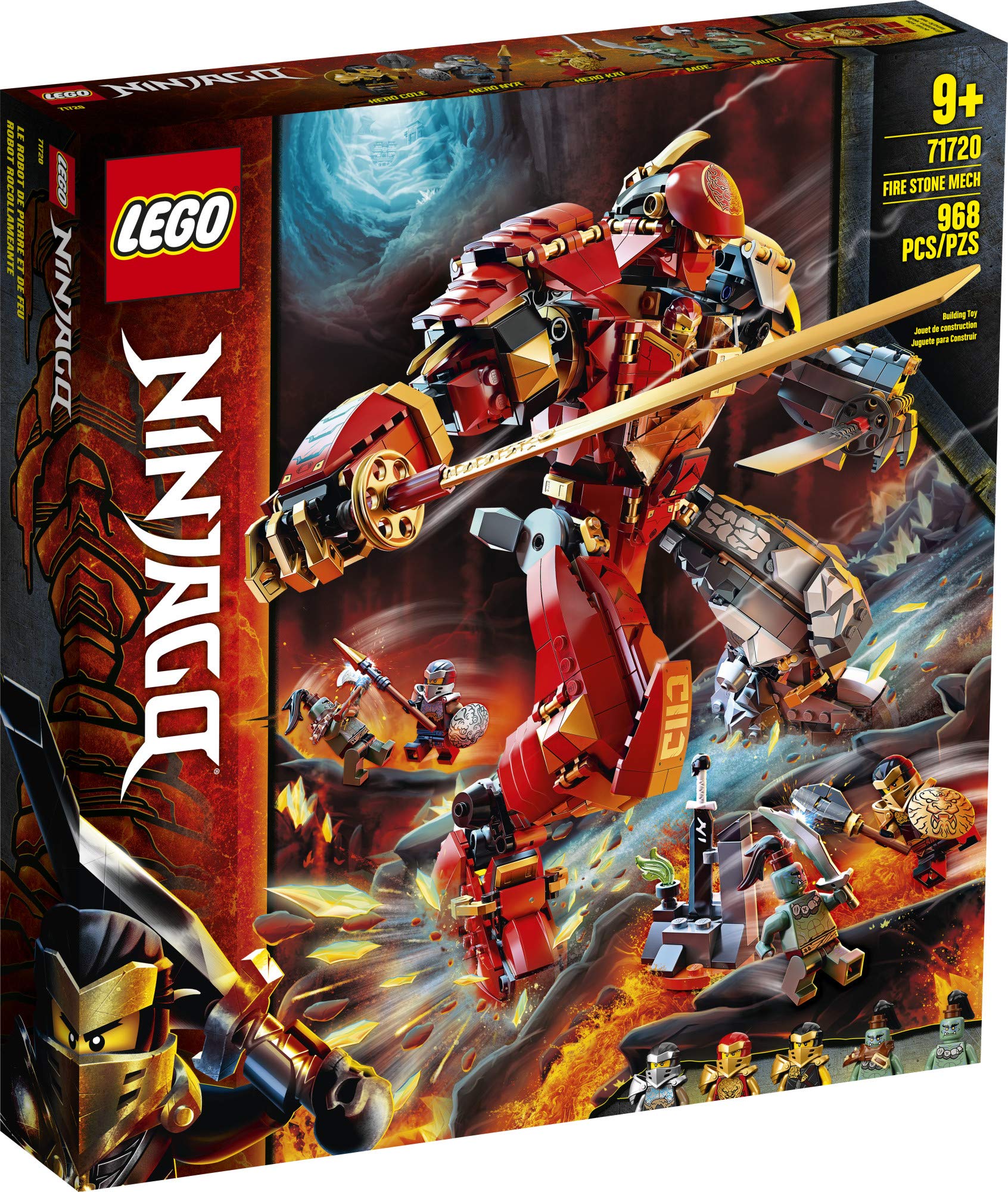LEGO NINJAGO Fire Stone Mech 71720 Building Kit Featuring Ninja Mech (968 Pieces)