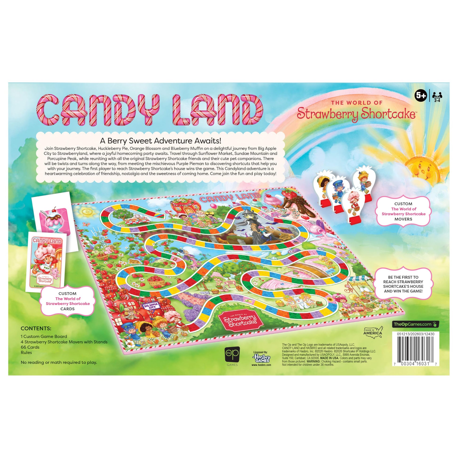 Candy Land: Strawberry Shortcake, Classic Board Game for Kids & Family, Nostalgic Adventure Color Matching Path, Featuring Iconic Characters