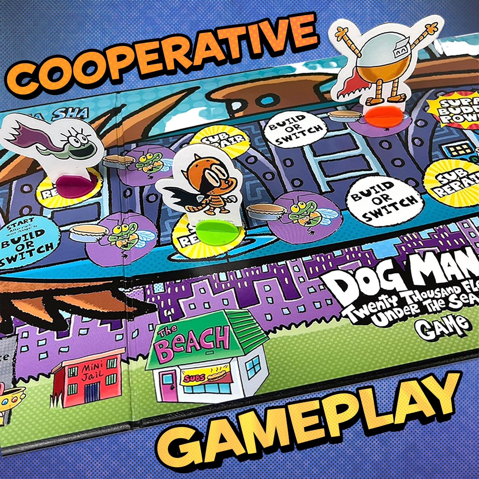University Games, Dog Man Twenty Thousand Fleas Under The Sea, Board Game for Kids, Family Game Ages 6+, Based on Dav Pilkey Dog Man Books