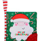 My First Christmas Soft, Crinkle Activity Book with Silicone Teether and Travel Strap, Santa, Green (5 1/2 inch Square)