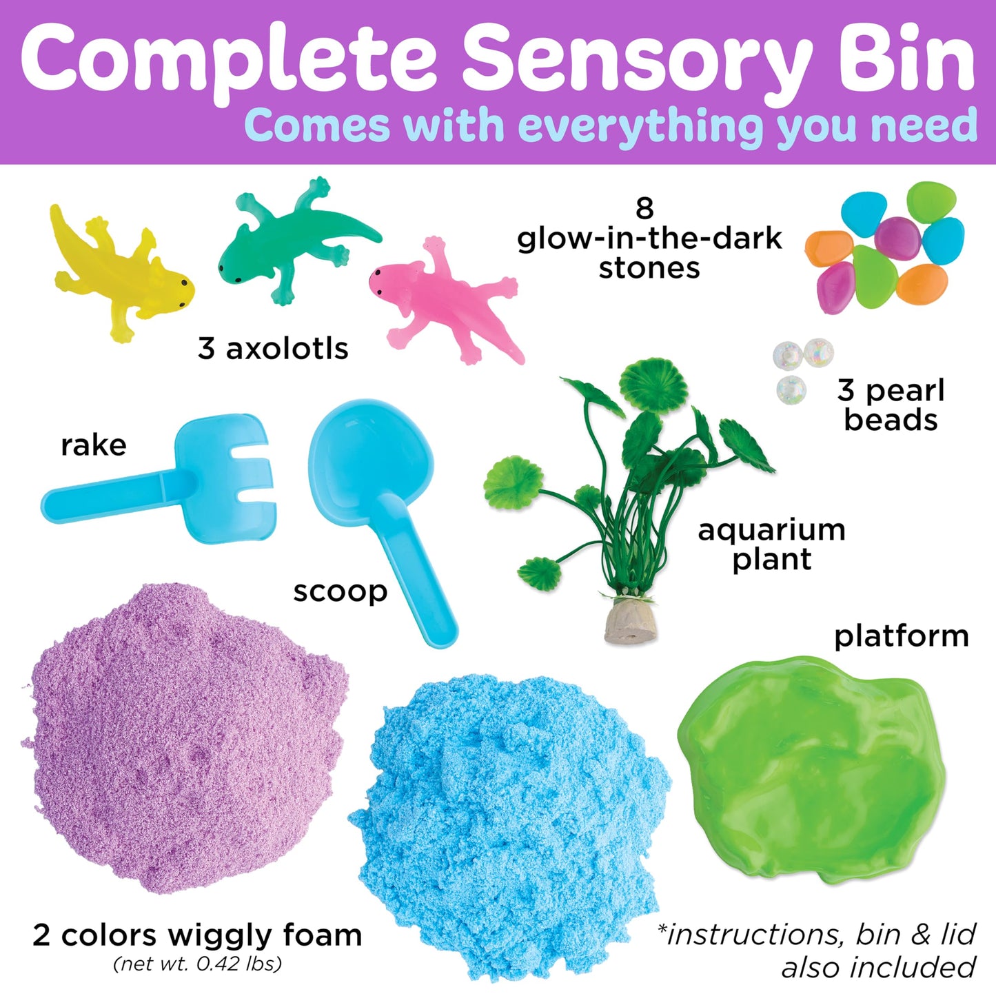 Creativity for Kids Sensory Bin: Axolotl | Hands-On Activity with Wiggly Foam, Figures & Tools | Encourages Fine Motor Skills, Creativity & Calm (Ages