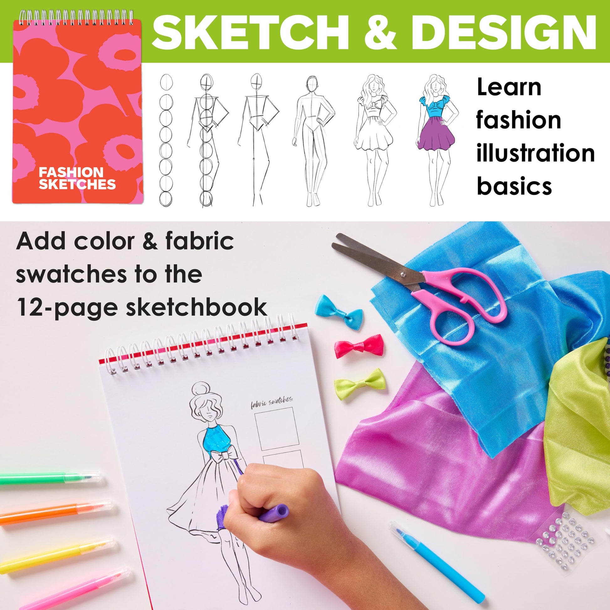 Creativity for Kids Designed by You Fashion Studio: DIY Fashion Designer Craft Kit for Girls, Dress Design Toy & Sewing Set for Kids, Gifts and Toys
