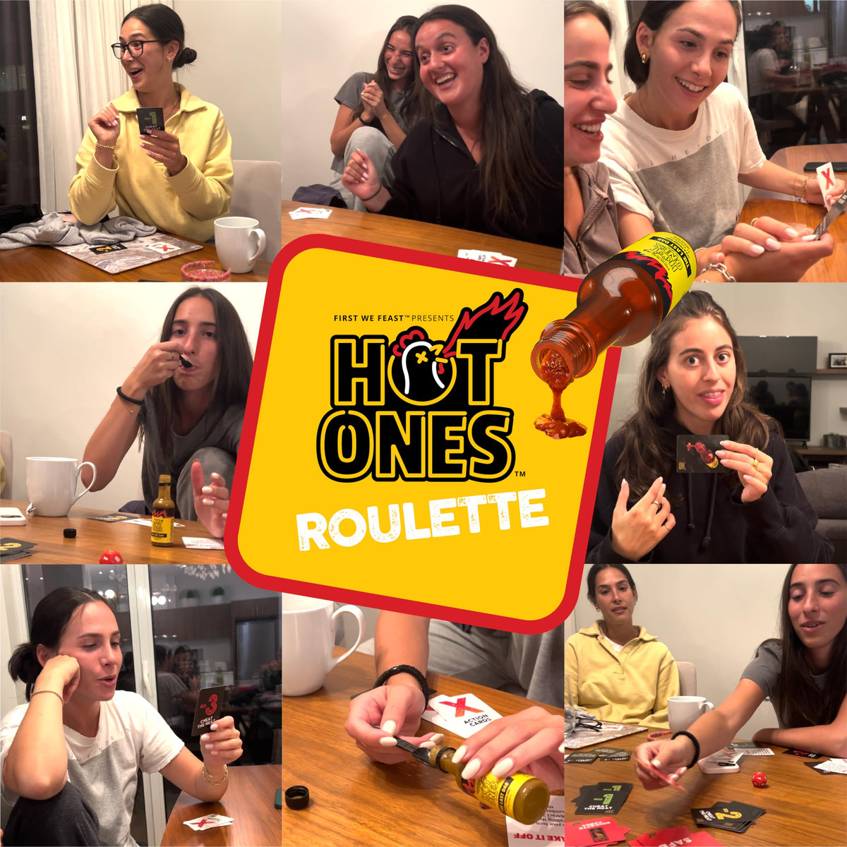 Hot Ones Roulette - Hot Sauce Included - A Push Your Luck Party Game
