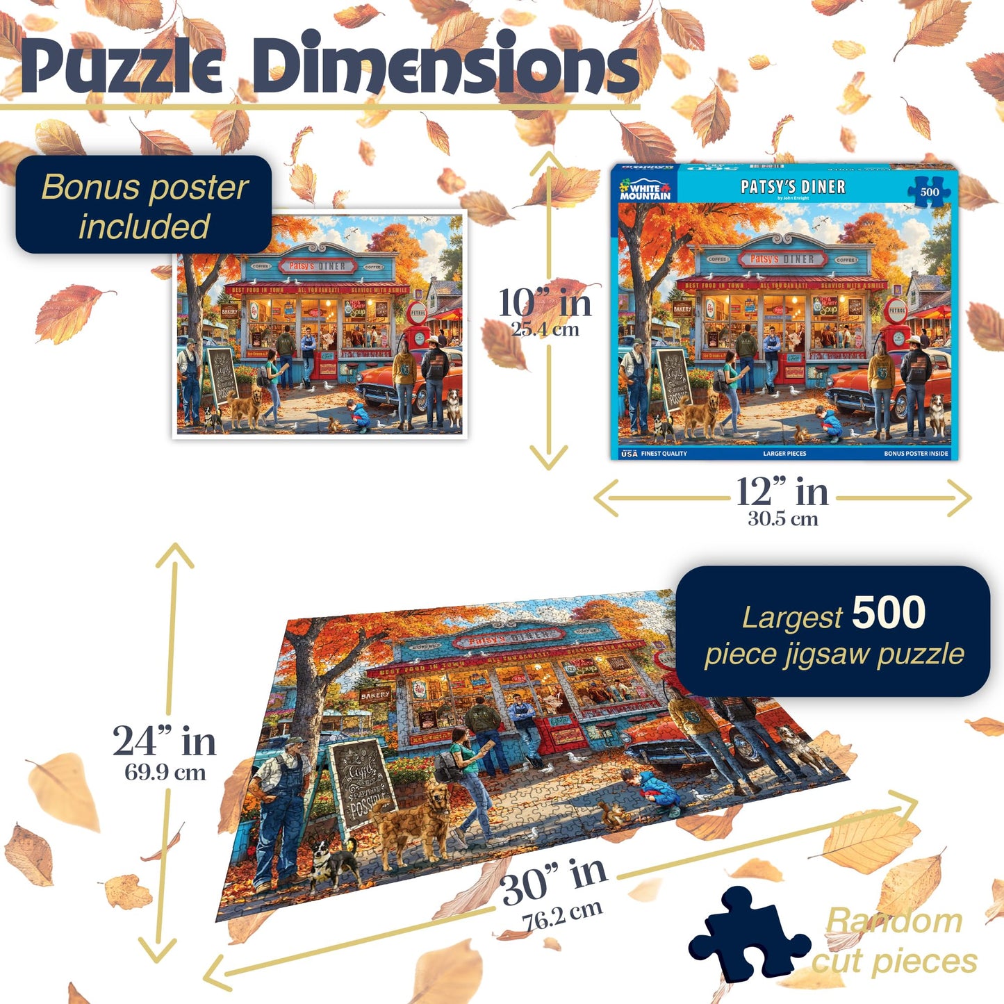 White Mountain 500 Piece Jigsaw Puzzle Retro Autumn, Patsy's Diner